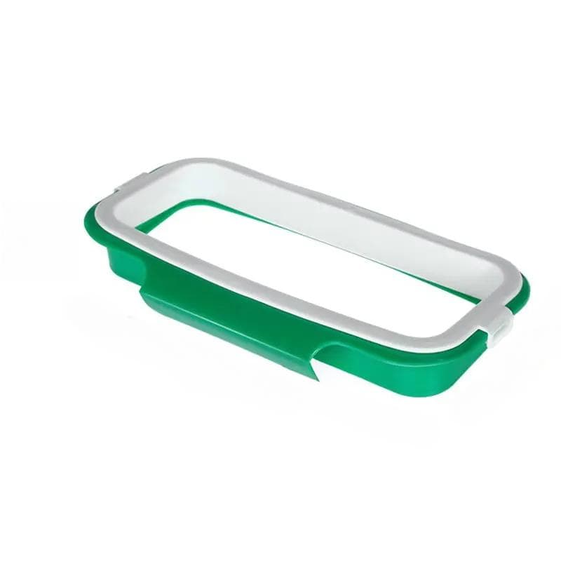 1pc Green Stylish Hanging Garbage Bag Rack with Cover Portable Kitchen Cabinet Rubbish Bag Plastic Rack Support Holder