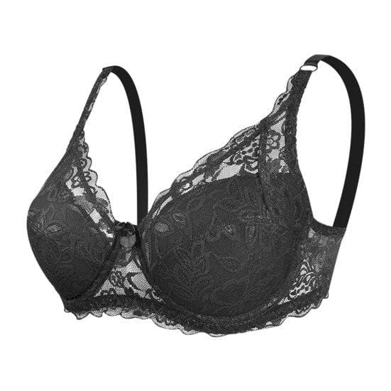 Women's Fashion Sexy Lace Deep V Push Up Shaping Padded Brassiere Bras XL cool black