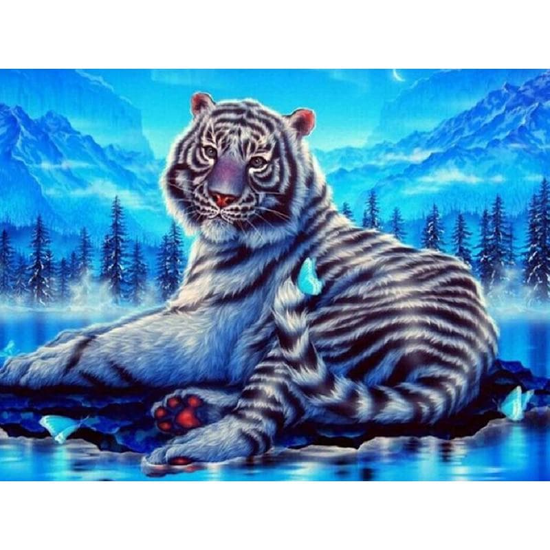 5D Diamond Painting Tiger Full Drill Round Diamond Embroidery Cross Stitch 20X30CM