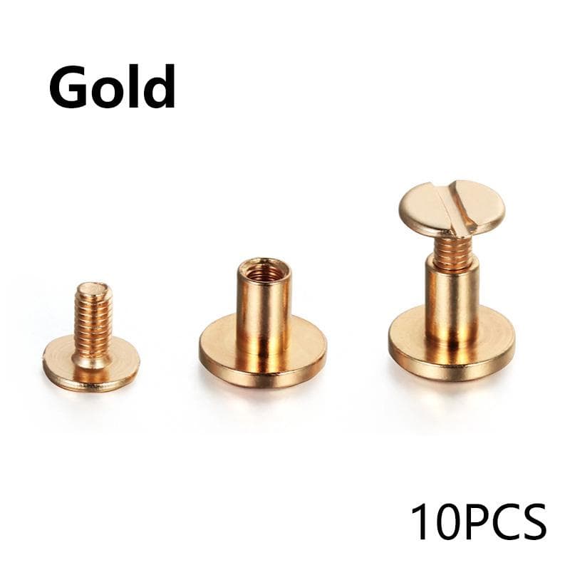 10Sets Flat Head Belt Studs Copper Rivets Decorative Double Cap Leather Screws Leather Tool 8mm gold