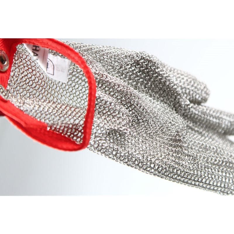 1pcs Stainless Steel Gloves Cut Resistant Gloves Grade 5 Anti-cut Slaughter Hand Protect Labor Gardening Wire Metal Mesh Butcher XL red