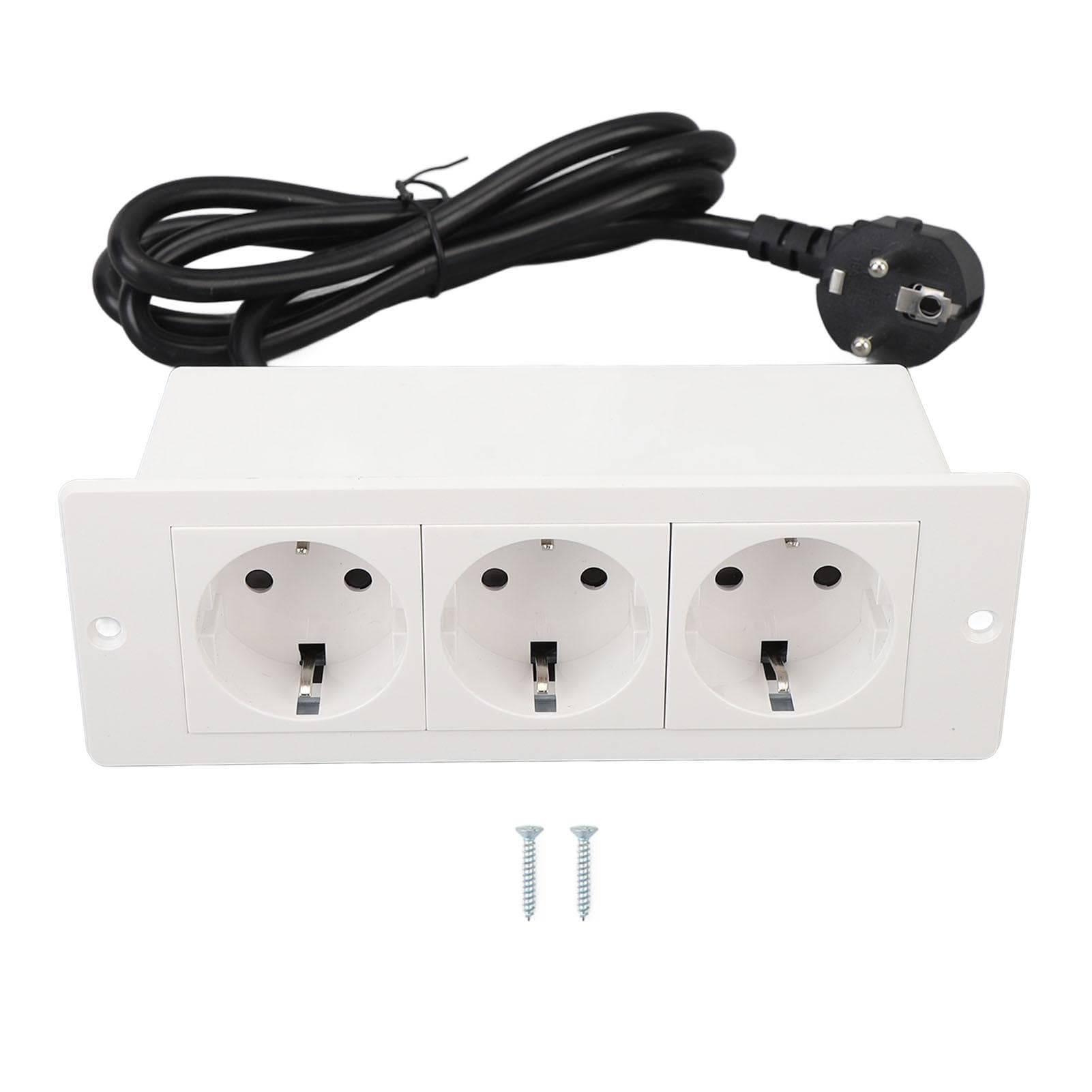 Recessed Power Strip with Cable 16A Plug and Play Flame Retardant 3 Outlets Flush Mount Outlet