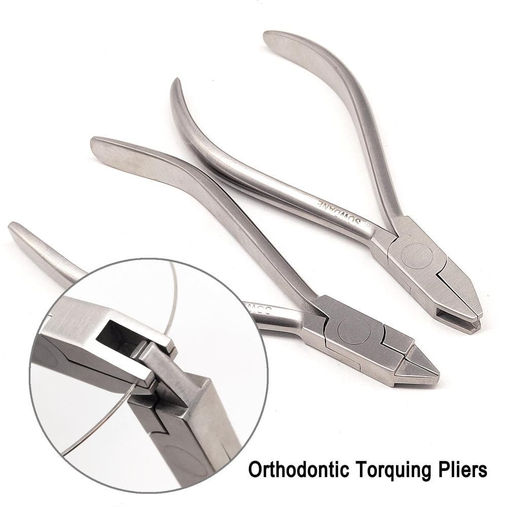 2 pcs/set Dental Orthodontic Wire Torquing Torque Plier Forming Plier Dental Forcep Lab Laboratory Wire Bending Bend Tool Dentist Tools 1 set