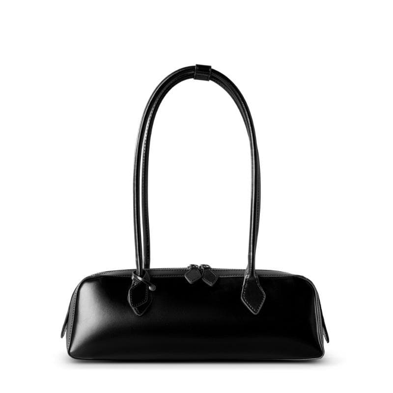 Women's Niche Design Single Shoulder Leather Armpit Bag Long Red Baguette Bag Woman 33*10.5*11 black