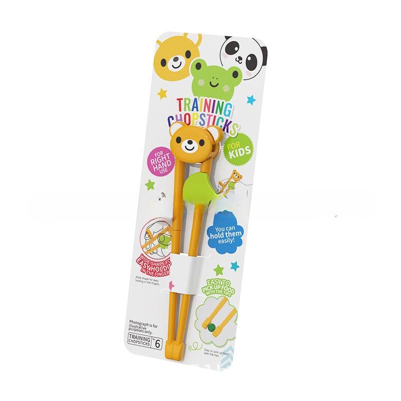 Children beginners Cartoon Animal Elementary Learning Chopsticks Tableware Training Food Safety cute chopsticks yellow