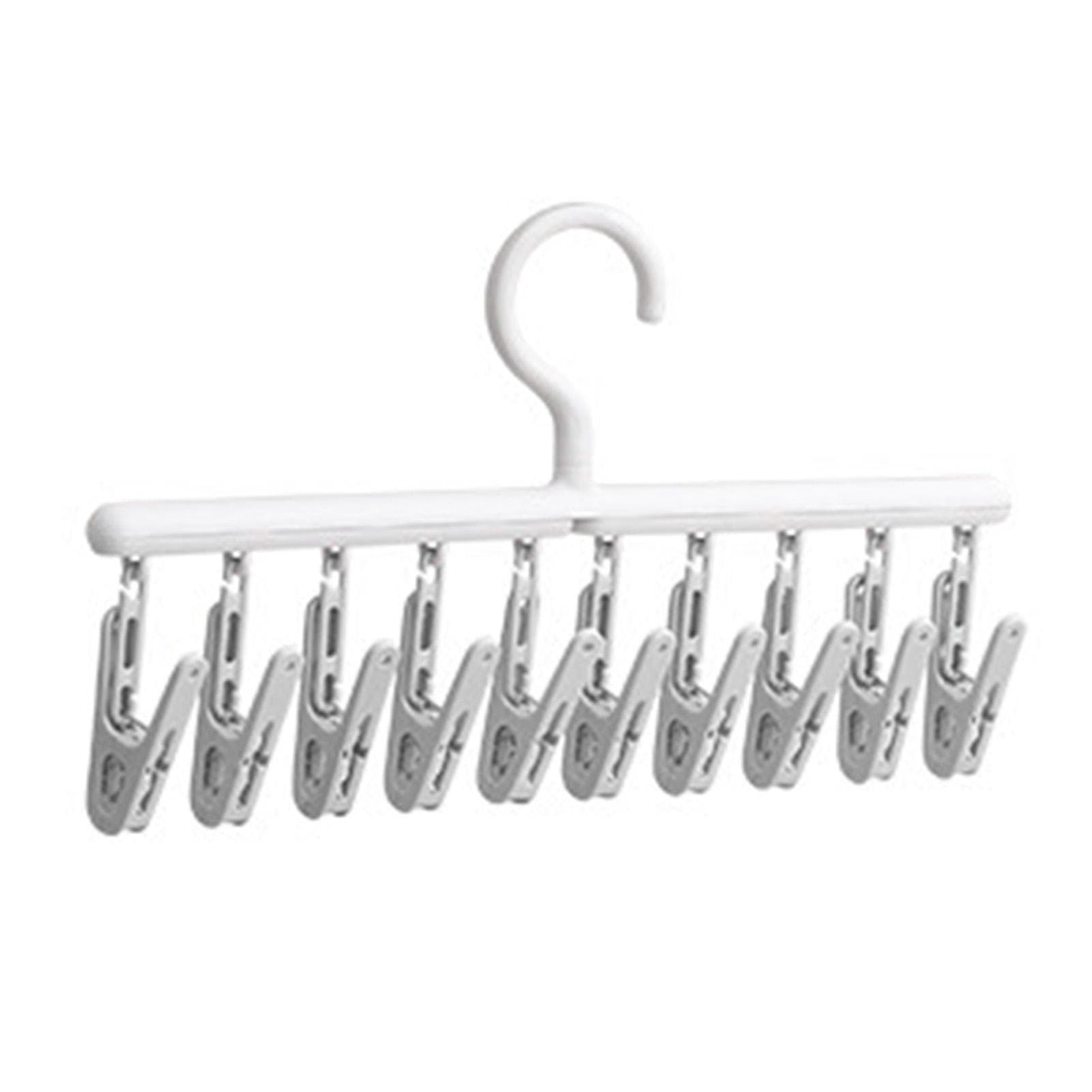 Socks Hanger Multifunctional 360 Degree Rotating 10 Clips Socks Drying Rack for Dormitory Home grey white