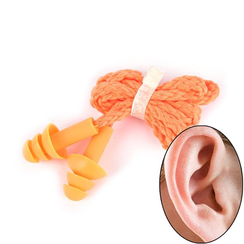 1pc Soft Silicone Corded Ear Plugs Reusable Hearing Protection Earplugs orange