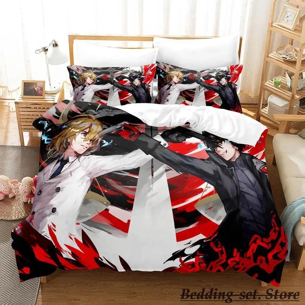Game Persona 5 Bedding Set Cartoon Anime three-piece set Adult Kid Bedroom Duvetcover Sets 3D Kawaii lit 2 personnes 70x133cm 2pcs