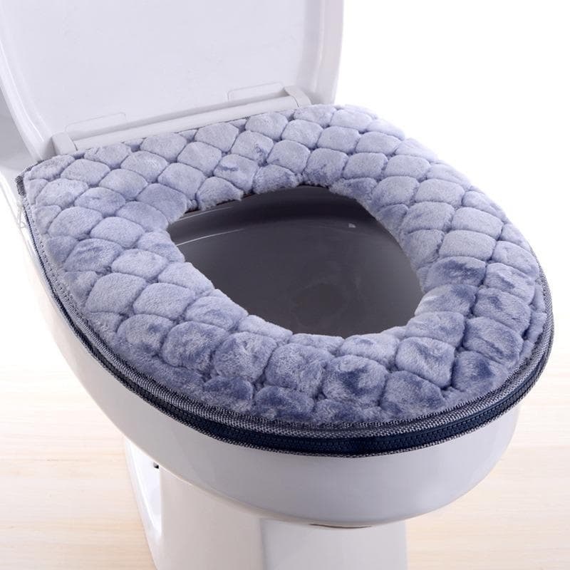 Bathroom Toilet Seat Cover Soft Warm Plush Toilet Cover Seat Lid Pad Home Decoration Toilet Seat Cover gray