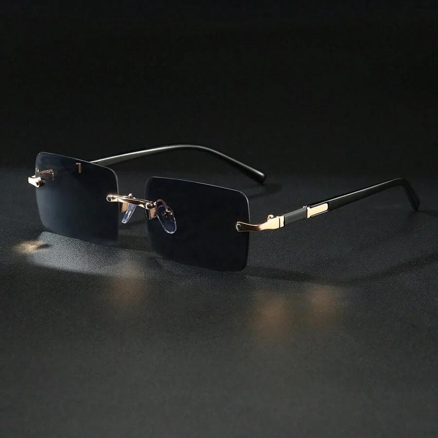 1pc Rimless Sunglasses Rectangle Small Square Shades For Women Men Beach Vacation Travel Eyewear Unisex Fashion
