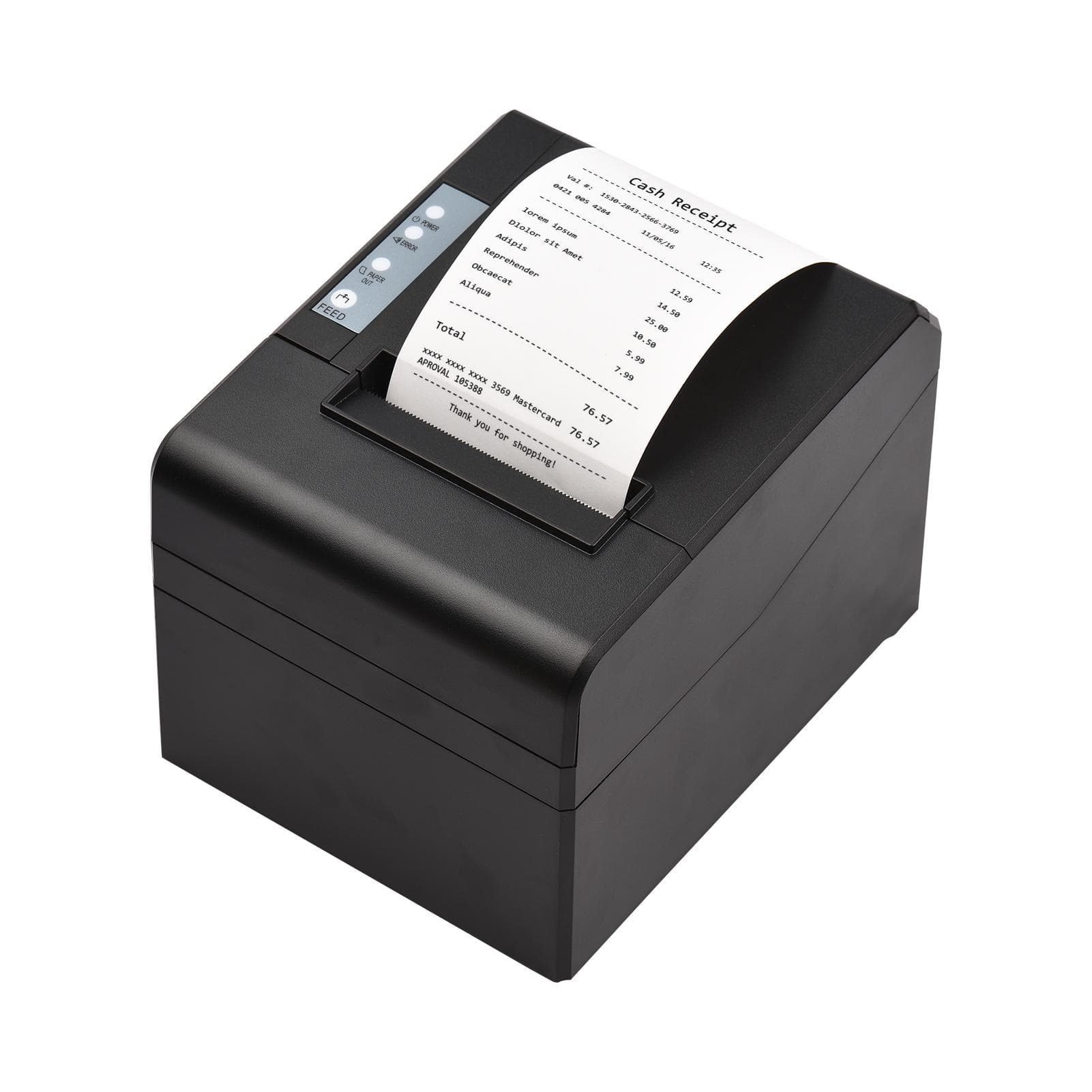 Thermal Receipt Printer 80mm Desktop Direct Thermal Printing USB+LAN Connection 300mms High Speed US-2-B black