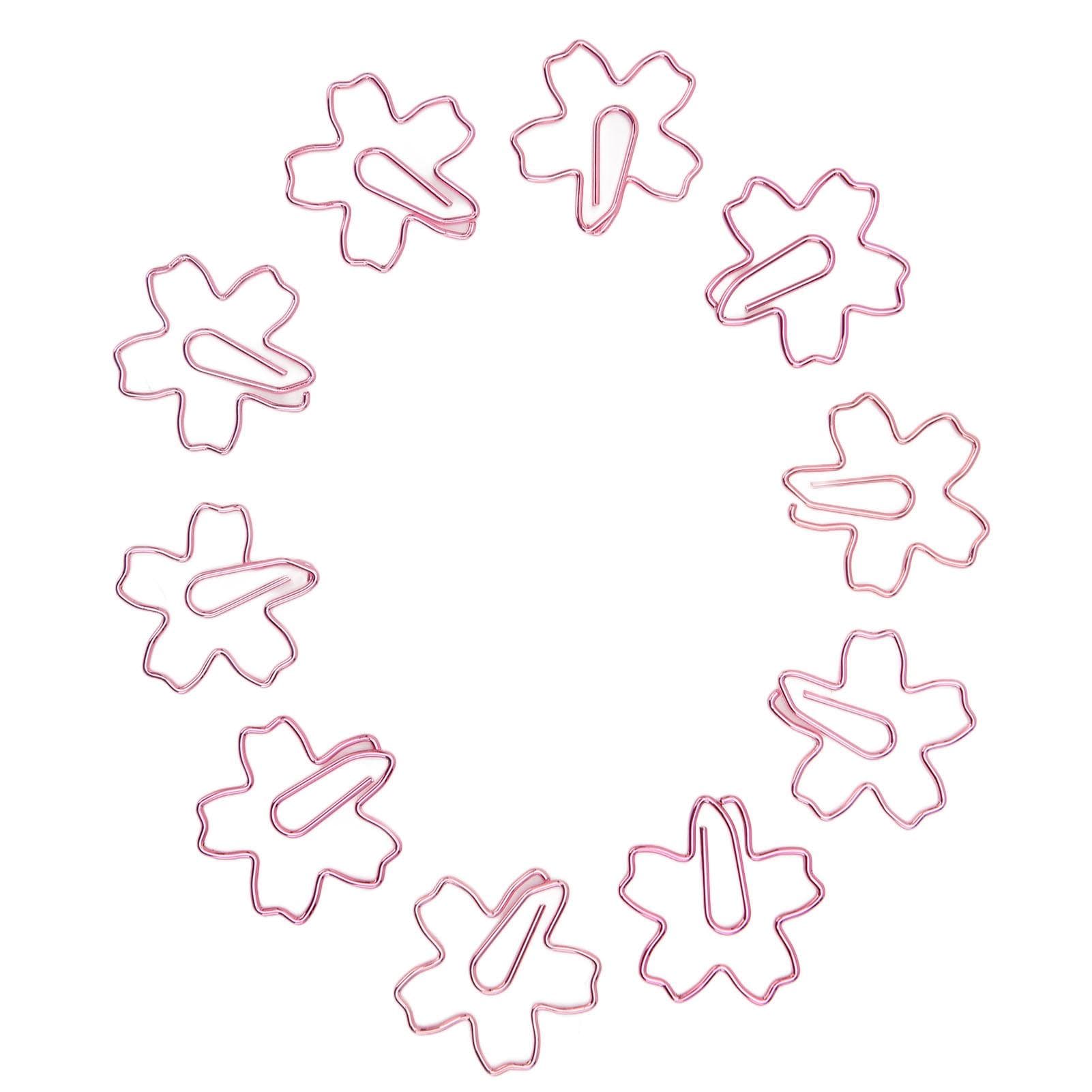 100Pcs Funny Paper Clips Cute Flower Shape Electroplating Process Paper Clips for Offices Home