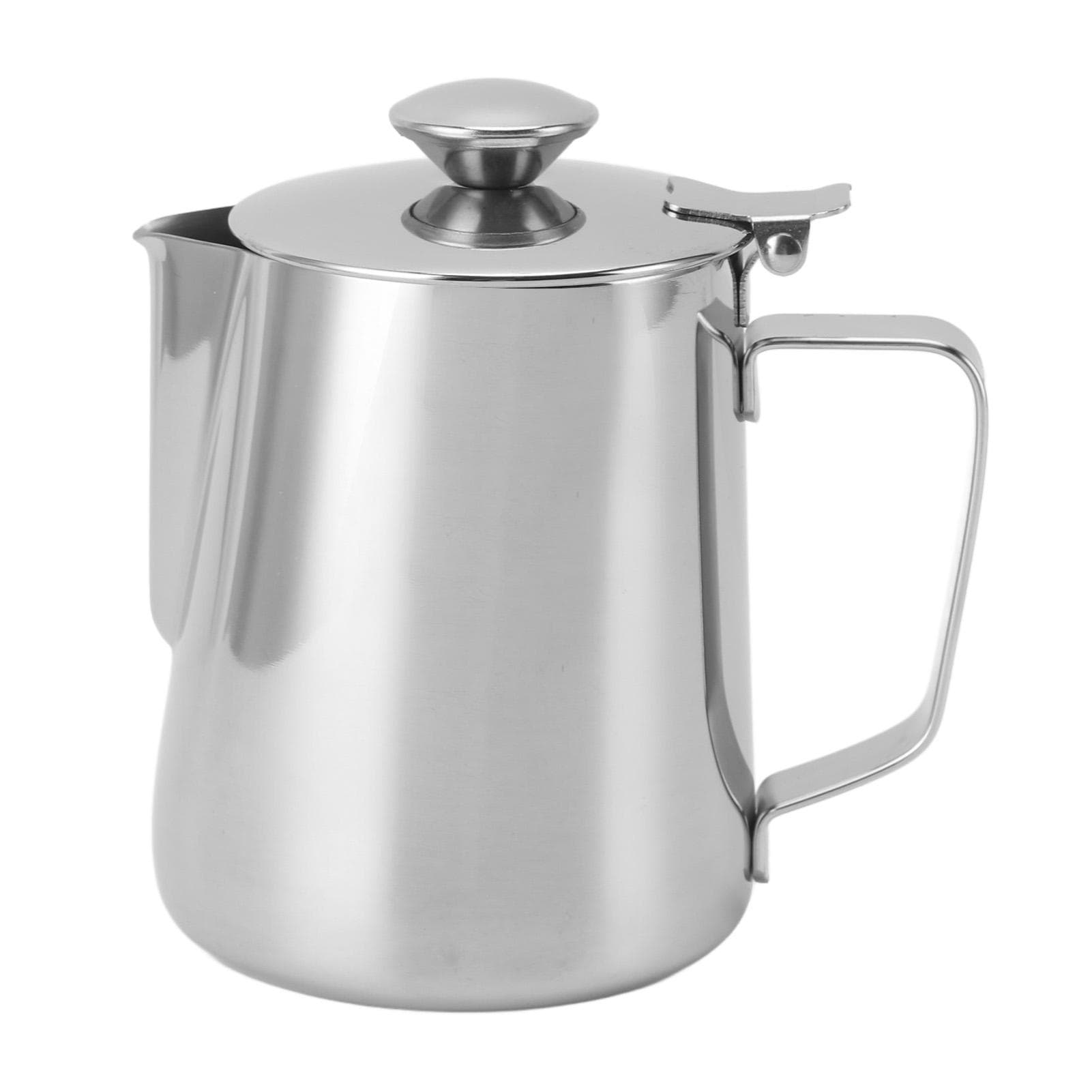 Milk Frothing Cup Thickened Stainless Steel Comfortable Handle Coffee Steaming Pitcher with Lid 350ml