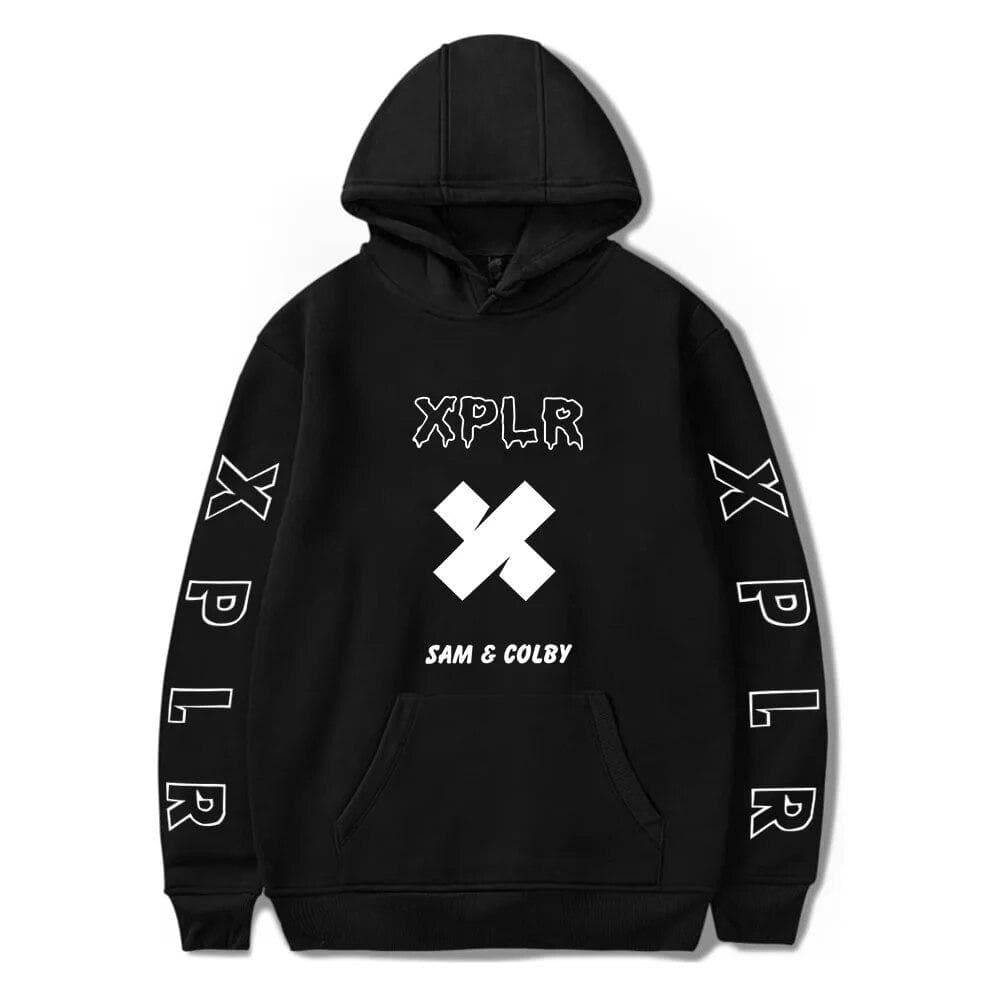 XPLR Hoodie Printed Sam And Colby Hoodies Sweatshirts Men Women Hoodie Casual Sweatshirt Sam And Colby Pullover Fleece Hoodie XL black