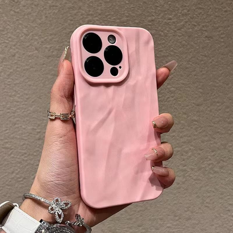 High-end Skin-wrinkled IPhone 15/16promax Phone Case Apple 14/13/12 Solid Color All-inclusive Soft Shell Apple 16Plus