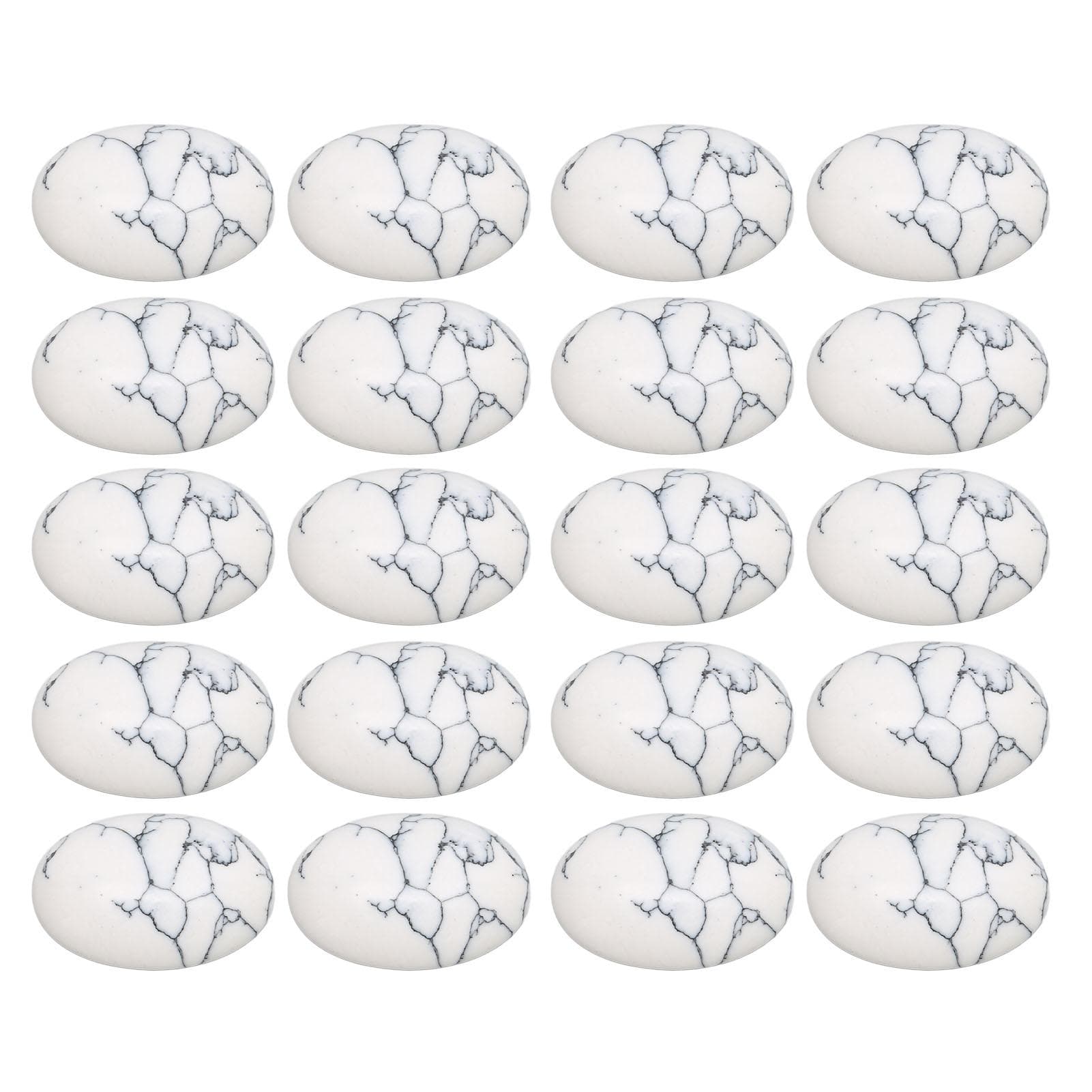 20PCS Natural Oval Flat Back Gemstone Cabochons 18x13mm White Turquoise Healing for Jewelry Craft
