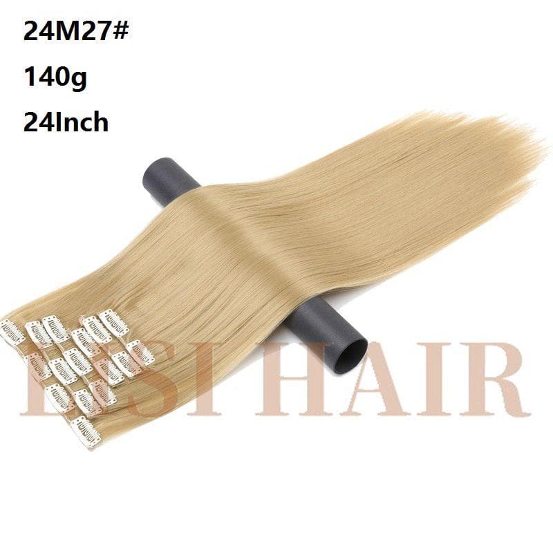 Hair Extension Synthetic Straight Hair Clips For Women Pure Color 150g High Temperature Fiber
