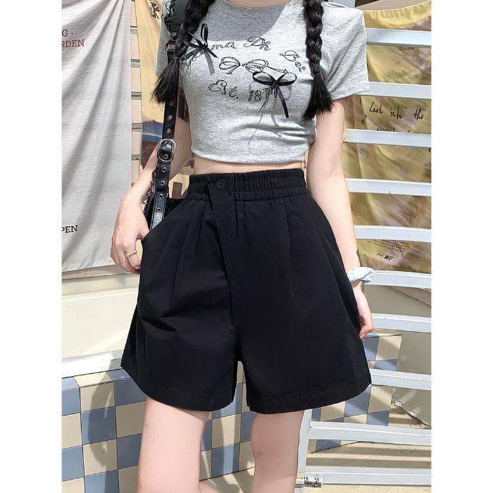 Summer Dopamine Wide-leg Shorts for Women Elastic High Waist One-button Large Size Casual Pants Versatile Lower Body 4XL