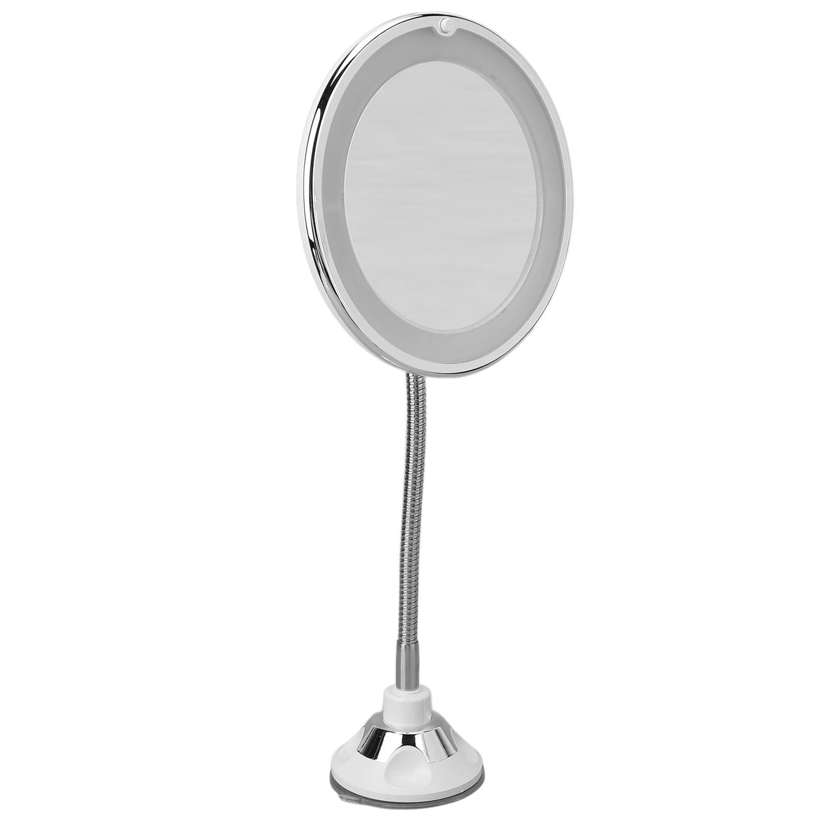 Magnifying Mirror 10X Magnification LED Fill Light Suction Cup Adjustable Gooseneck Makeup Mirror