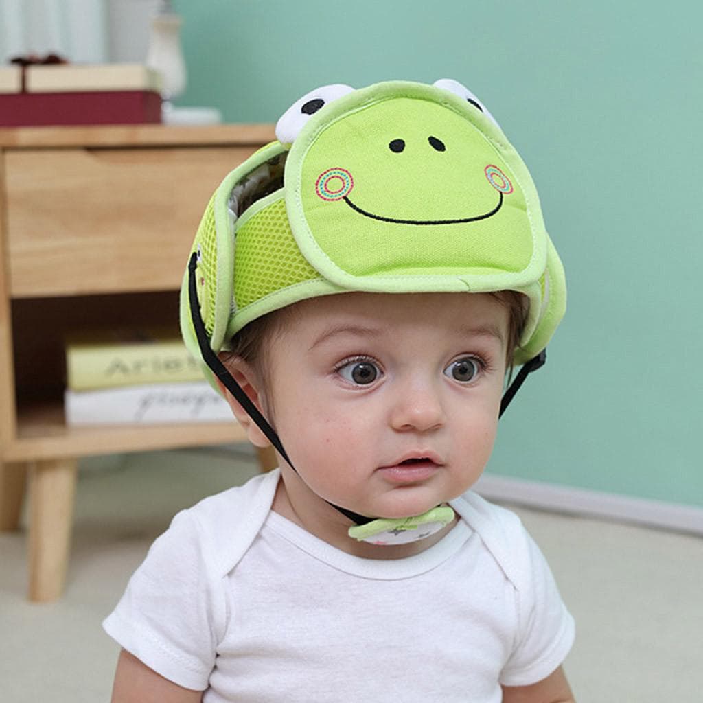 Baby Safety Helmet Cotton Bumper Protective Cap For Children Crawling Or Walking One Size green