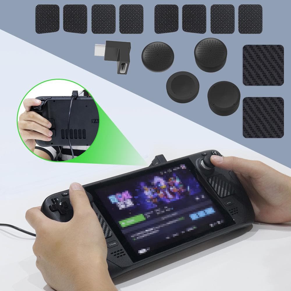 Steam Deck Accessories Back Button Set Touchpad Protective Film Back Thickened Buttons Rocker Cap black