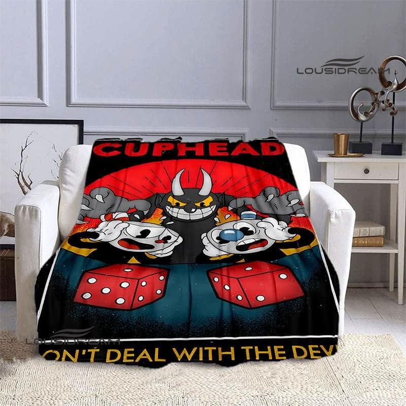Cuphead Anime Printed Blanket Children's Warm Beautiful Blanket Flannel Soft and Comfortable Blanket Home Travel Birthday Gift 150x180cm