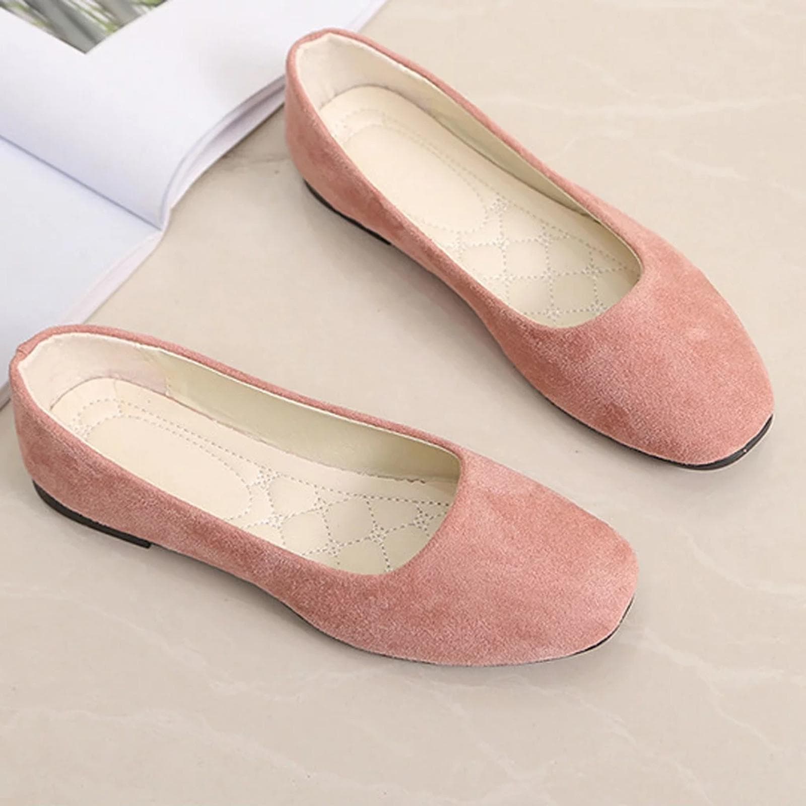 Women Ladies Slip On Flat Shoes Sandals Casual Ballerina Shoes Size 42 pink