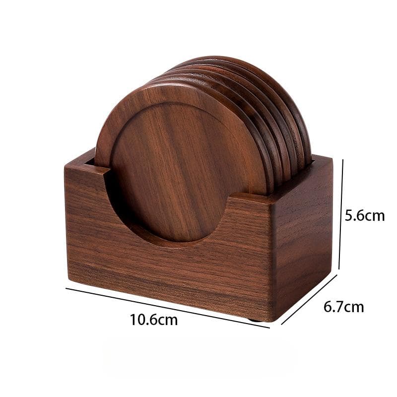 6pcs/set  Walnut Wood Coasters Placemats Decorative Round Insulated Beverage Coasters Home Decor Wooden insulation pad 6pcs(set)