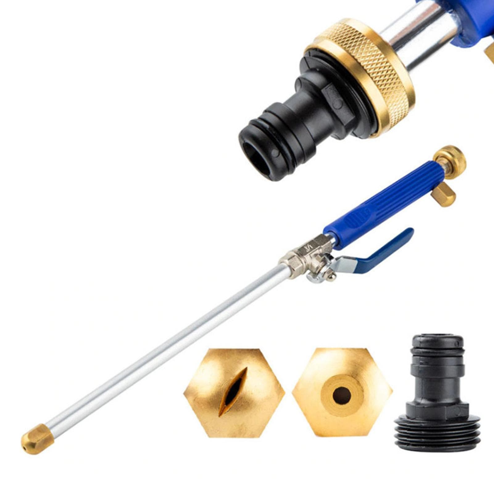 High Pressure Power Washer Wand with Jet and Fan Spray Tips for Car Washing Garden Watering Yard blue