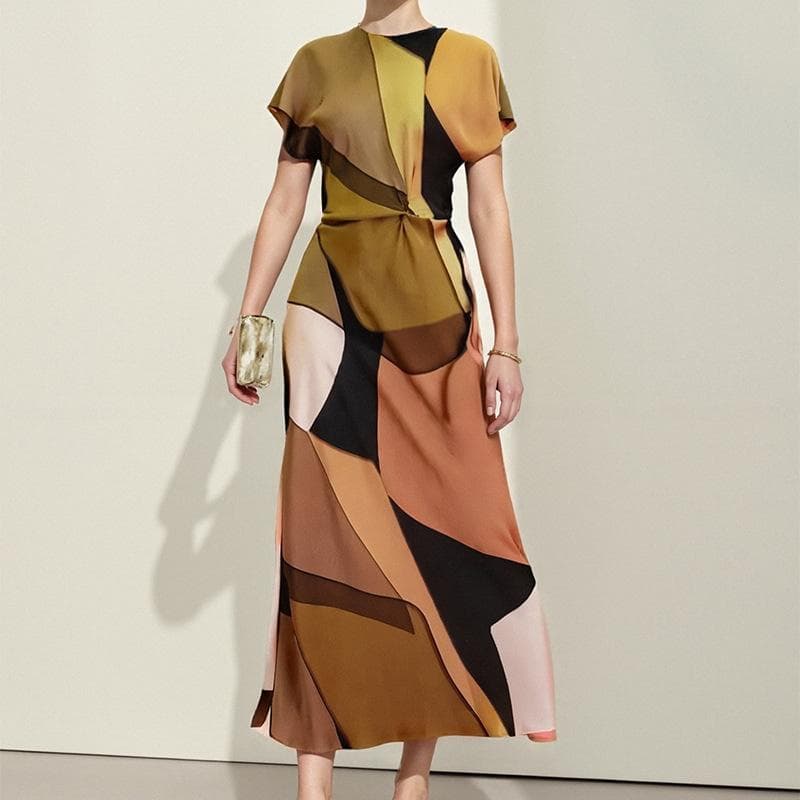 New Spring Style Stylish and Elegant Style Geometric Pattern Slim Dress 3XL