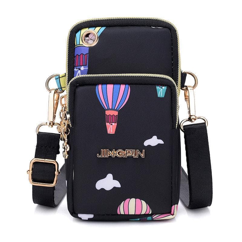 Yogodlns Outdoor Sports Mobile Phone Bag Running Wrist Bag Small Coin Pouch Purse (shoulder / Hanging Neck) 17*5*12cm black/white