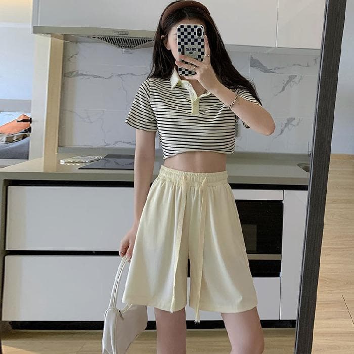 Ice Silk Drawstring Shorts for Women In Summer Thin New High-waisted A-line Wide-leg Pants Sports Five-point Pants 2XL