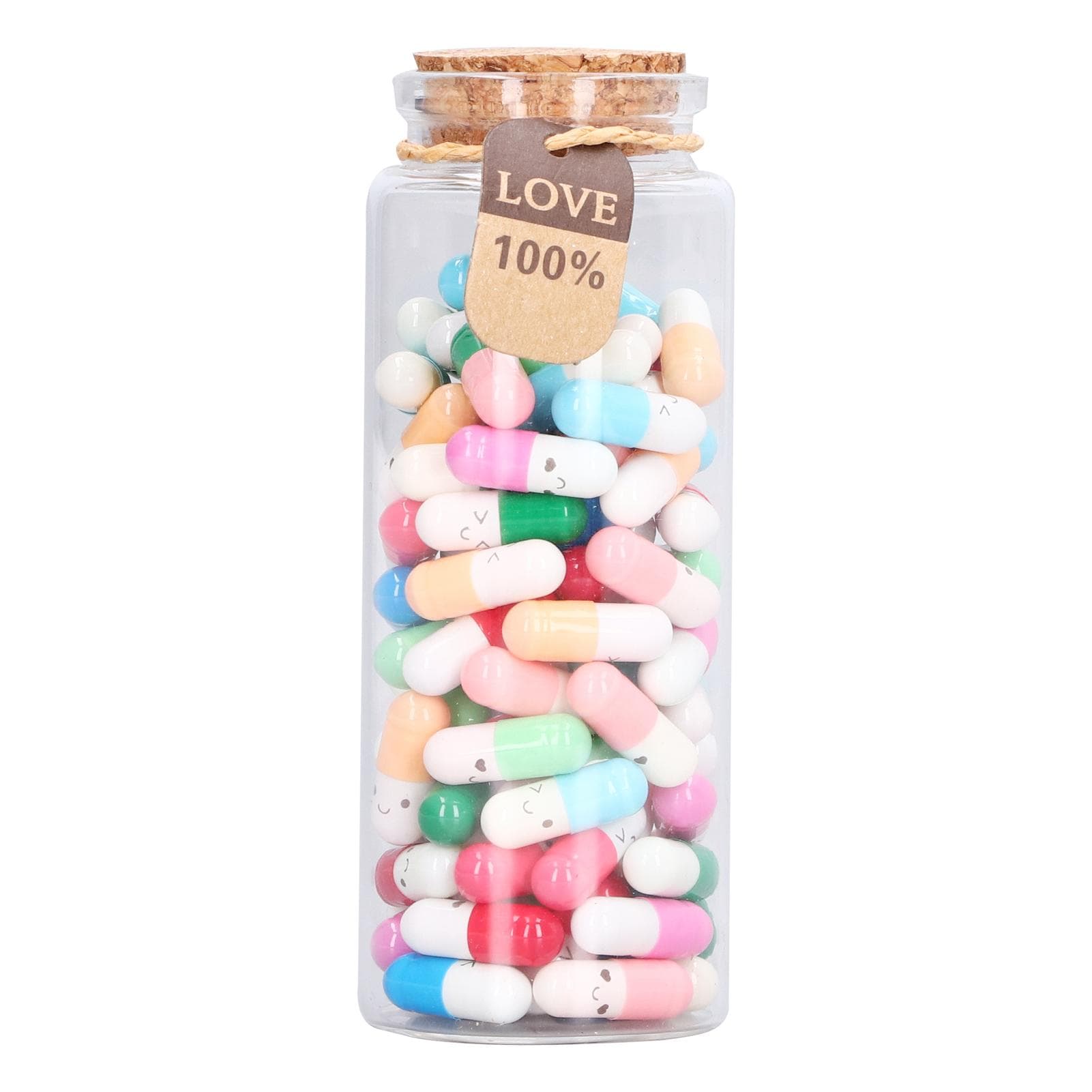100pcs Capsules Message Pills Glass Bottle Mixed Color Pills Blank Paper ing Message Letters