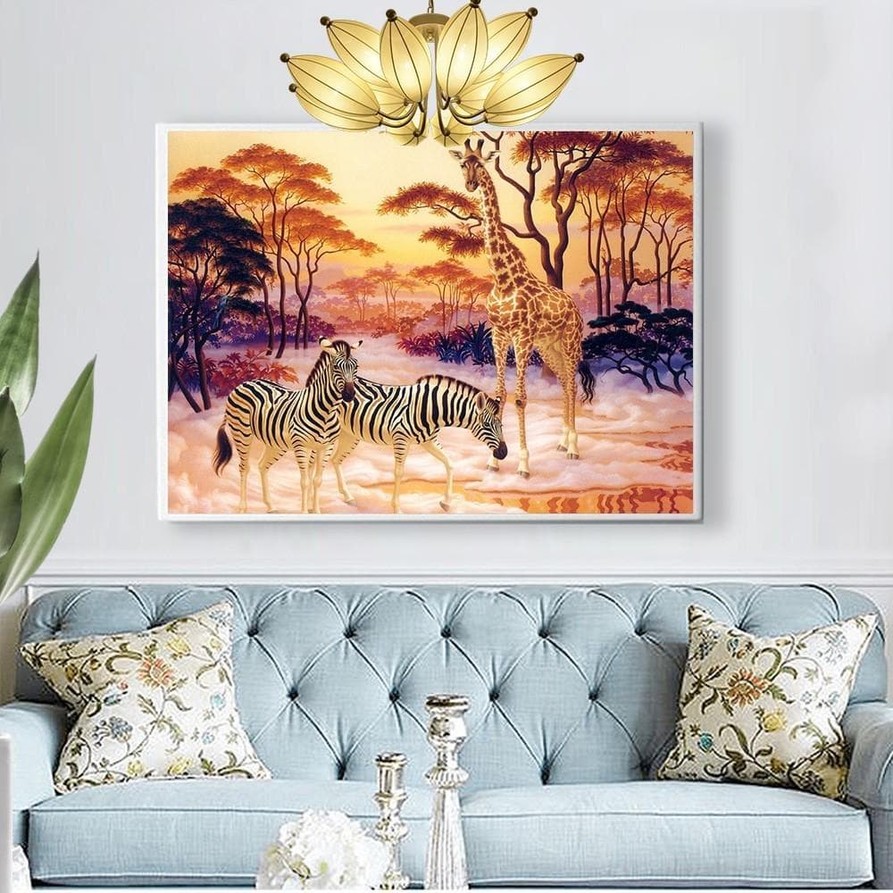 Diamond Painting Animal Giraffe Diamond Mosaic Embroidery Scenic Full Dill Round Rhinestone 20X30CM