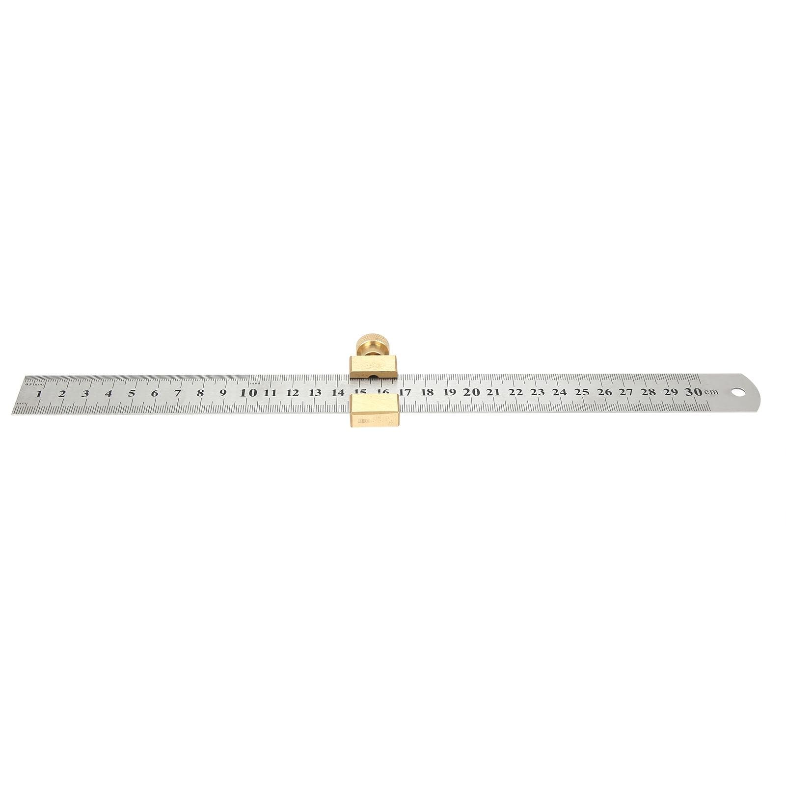 Steel Ruler Positioning Block Woodworking Line Scriber Locator Measuring Tool with Ruler