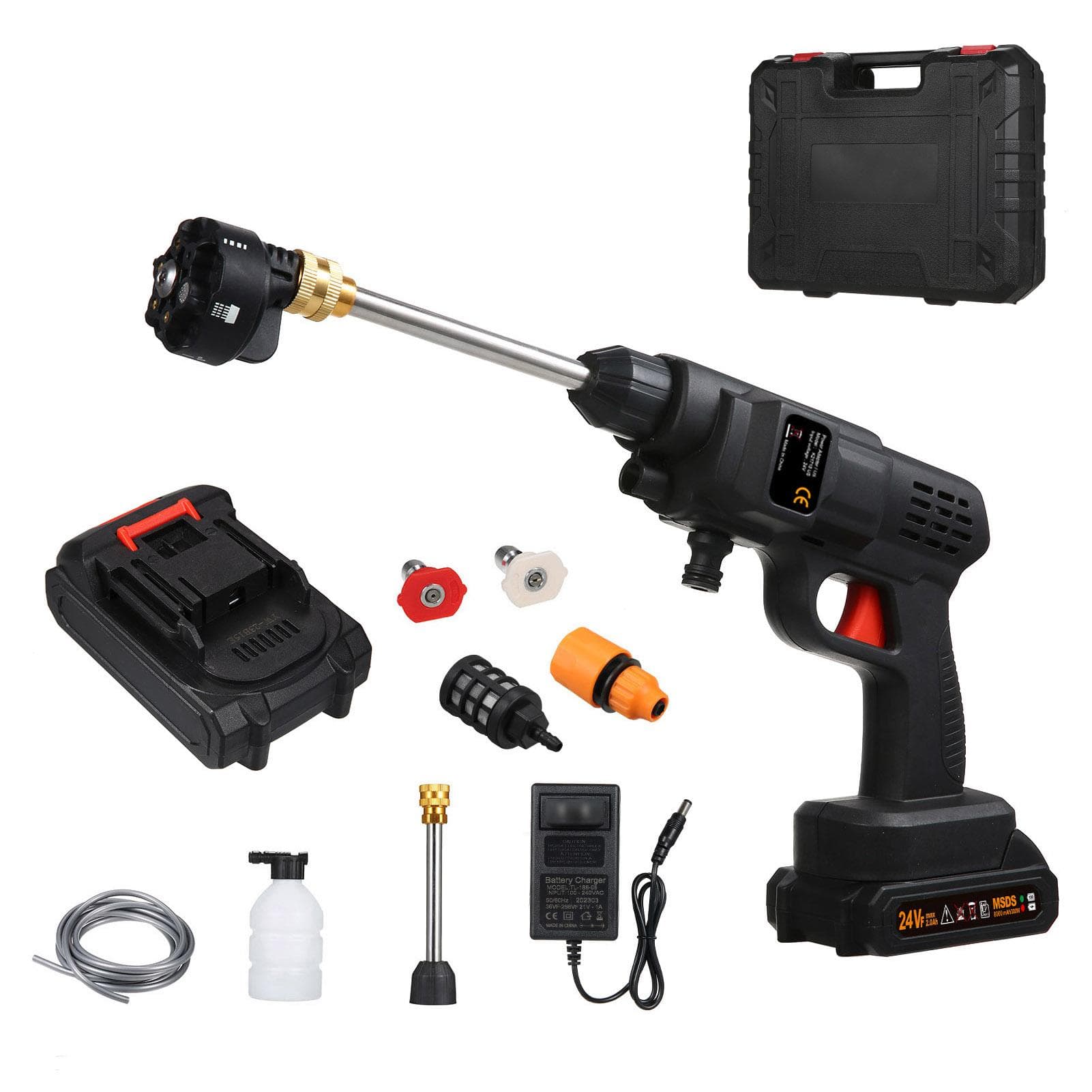 Cordless Power Washer 60Bar 300W High Power Washer with Toolbox UK plug with toolbox black