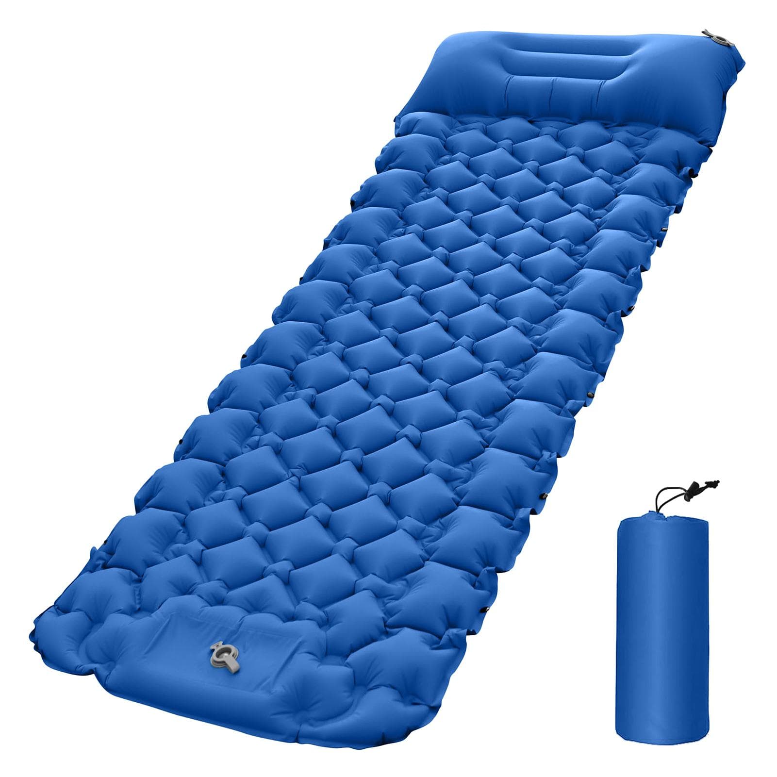 Lightweight Camping Mat with Air Pillow Portable Air Mattress Waterproof Backpacking Sleeping Pad blue