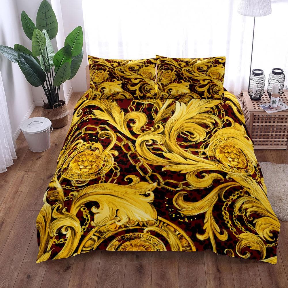 Seamless Chains Baroque Pattern Bohemian Bedding Set Small Single Twin Double Queen King Cal King Size Bed Linen Set EU King(240x220cm)