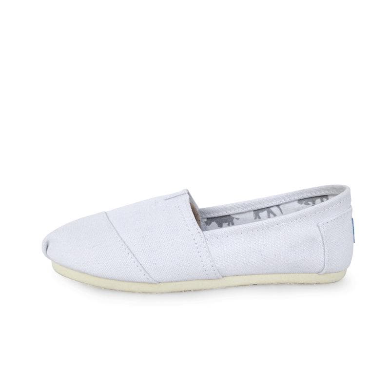New 2025 canvas shoes men's and women's lazy shoes solid color Toms shoes Thomas cloth shoes Mary shoes comfortable and versatile 36 white