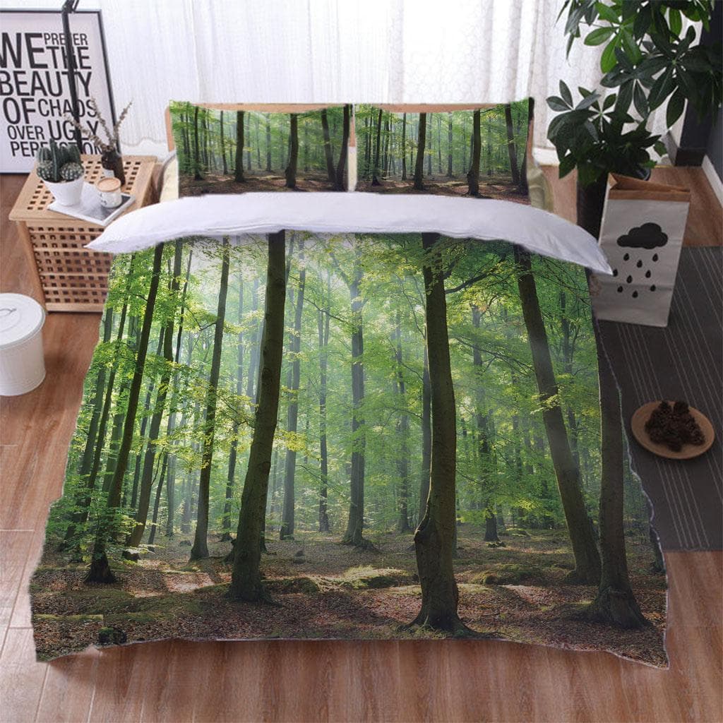 King Duvet Cover Set 3D Botanical Grove Print Bedding Set For Kids Teens Adults,Quilt Cover With Zipper And Pillowcase W90xL190cm