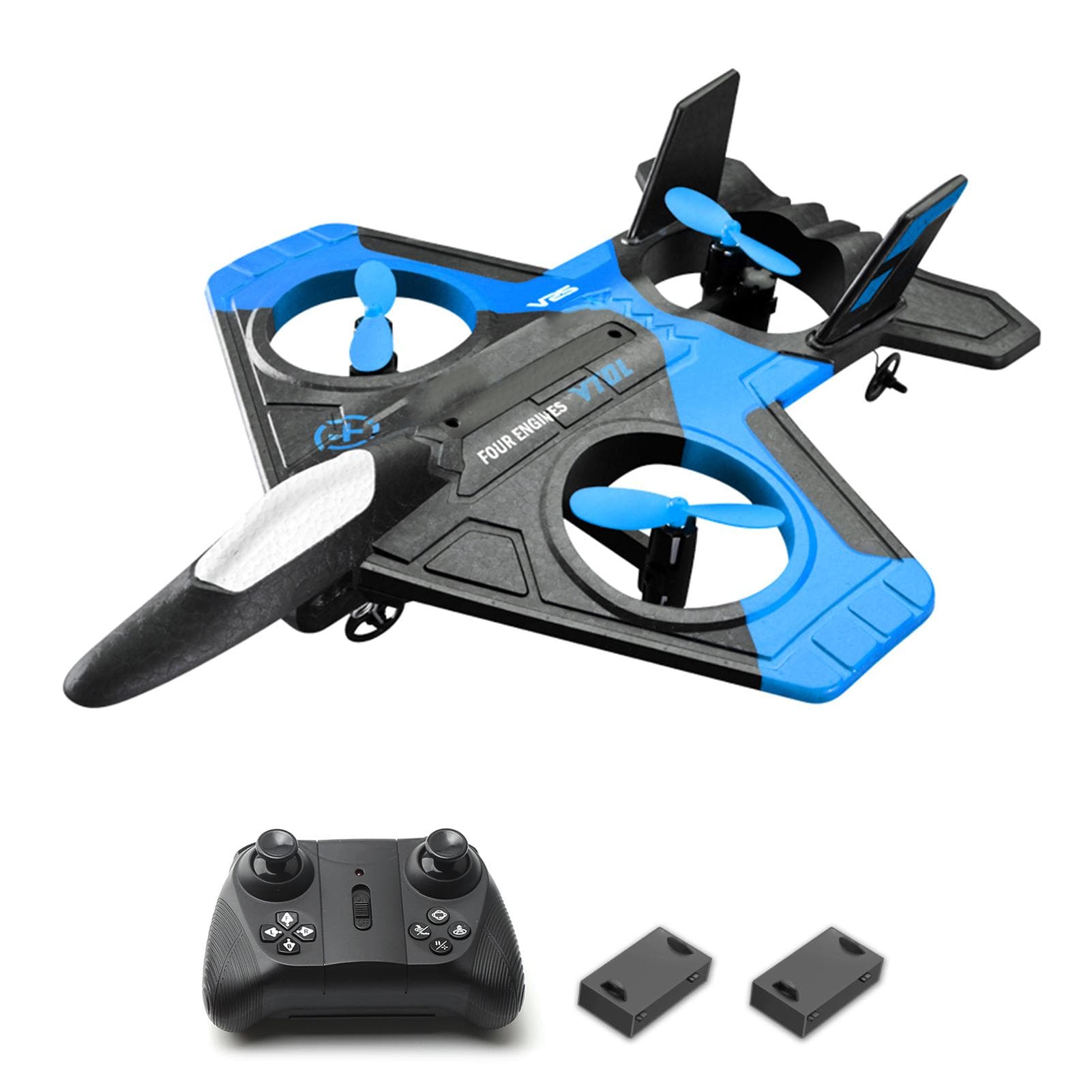 RC Airplane with Camera 480P 2.4GHz RC Plane Gliding Aircraft Flight Toys for Adults Kids Boys with no camera-2 battery blue