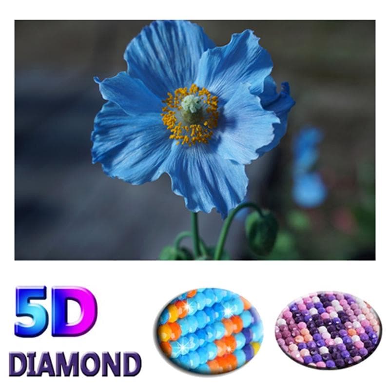 DIY 5D Diamond Painting Full Drill Blue Flower Diamond Mosaic Cross Stitch 20X30CM