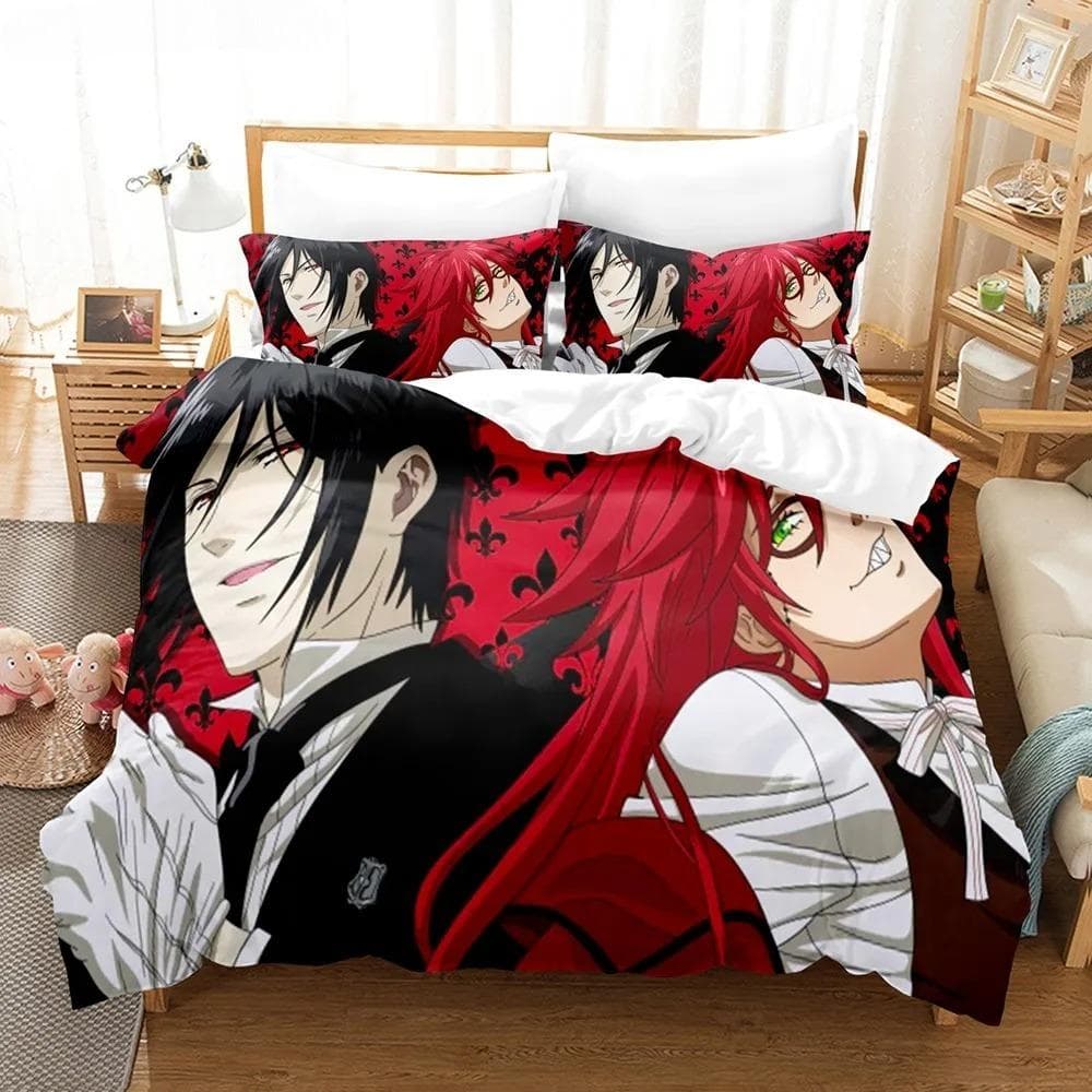 Anime Black Butler Bedding Cool Sebastian Ciel Dakimakura Bed Linen Set Adult Duvet Cover Single Double Microfiber Bed Cover 135X200cm-2pcs