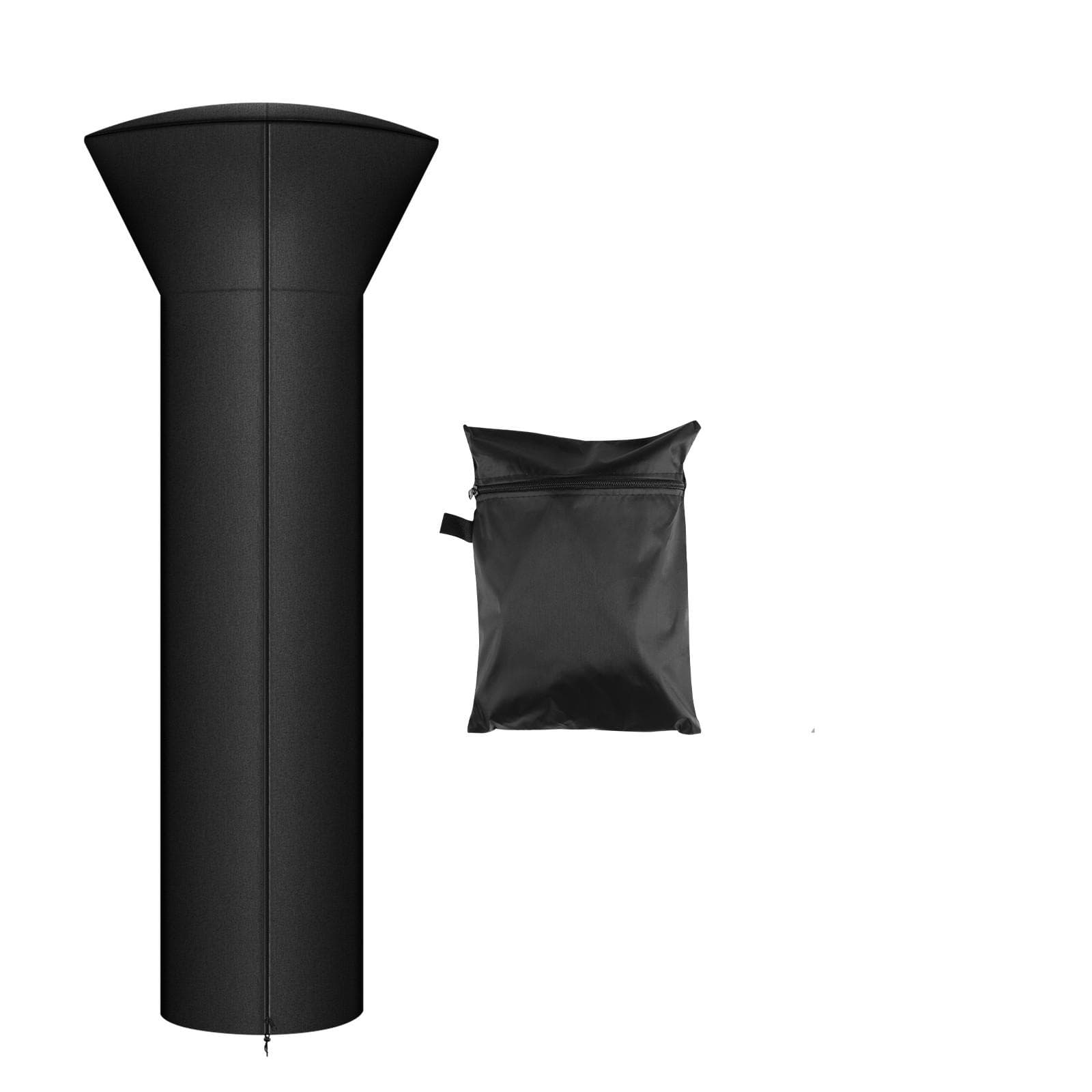 210D Oxford Cloth Patio Heater Cover Umbrella Fan-shaped Covers Waterproof with Zipper Garden Courtyard Furniture Protector 226x85x48cm black
