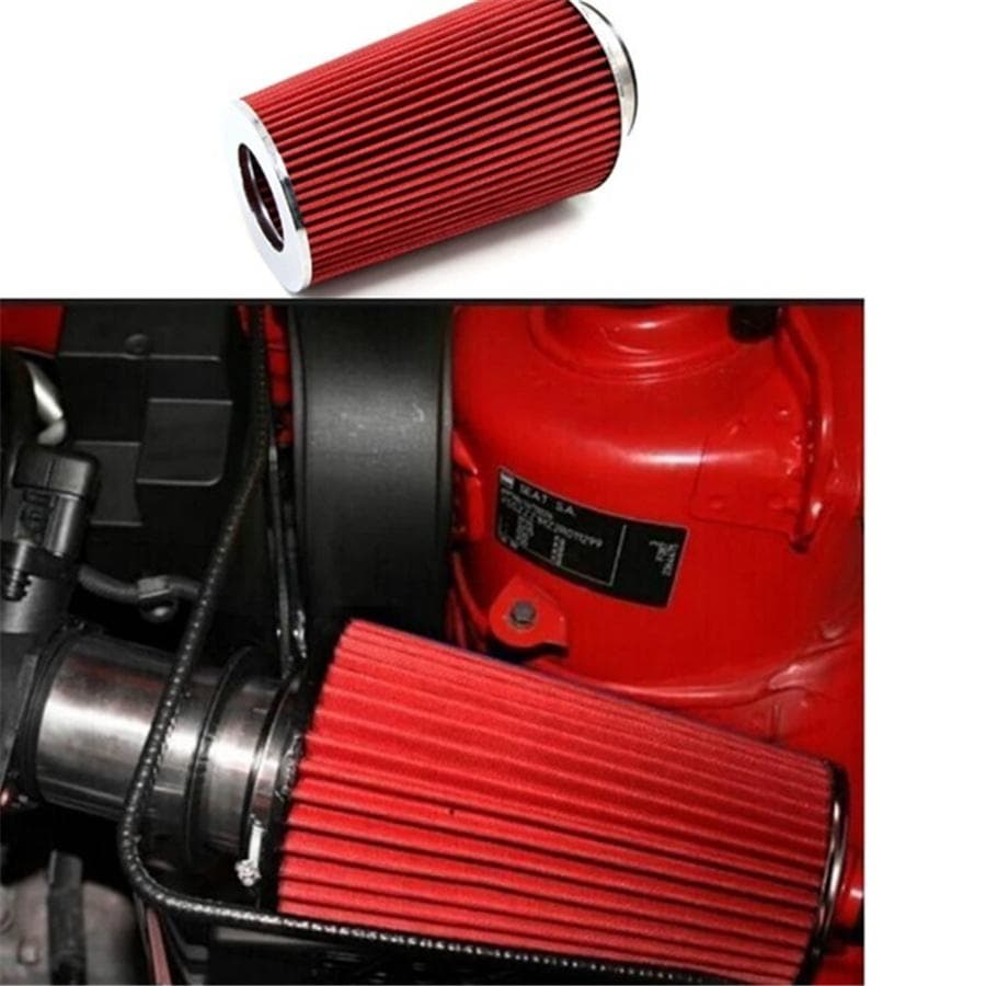 3 Inlet Auto Long Ram Cold Air Intake Filter Cone Filter Red Universal KN Types