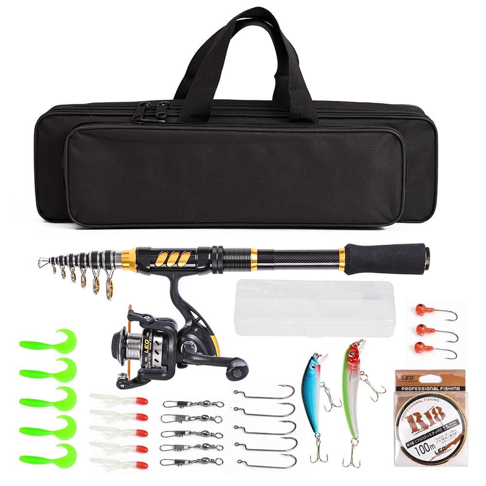 Telescopic Fishing Rod and Reel Combo Full Kit Spinning Fishing Reel Gear Organizer Pole Set with Combo B - 2.4m