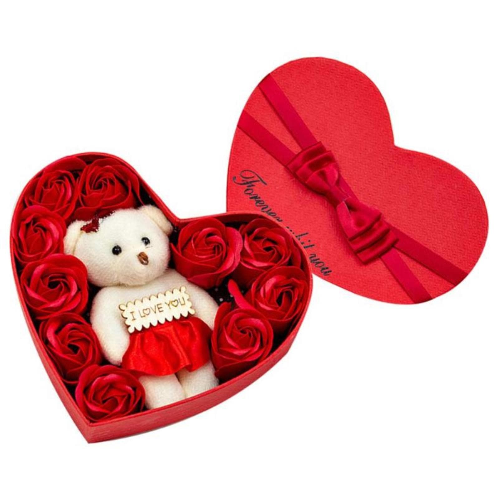 10 Pcs Scented Soap Flower Gift Rose Box Bouquet Festival Gift For Anniversary Birthday Wedding red