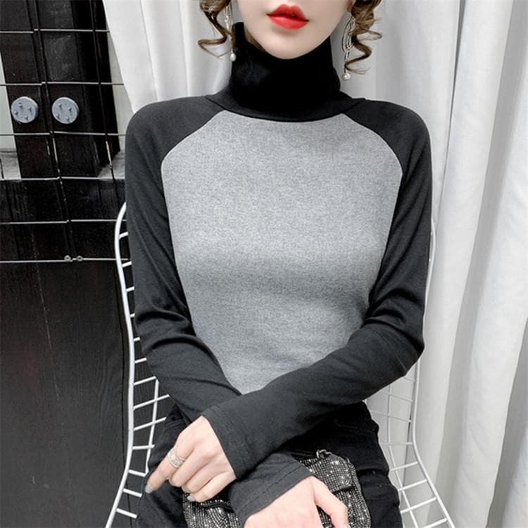 Fleece Base Shirt T-shirt for Women In Autumn and Winter Half Turtleneck with German Velvet Warm Shirt for Women Long Sleeves Thickened Top XXL
