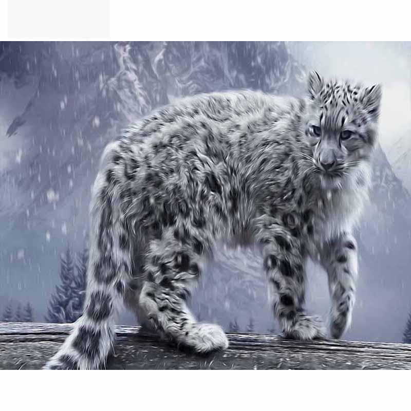 Diamond Painting Diamond Painting Abstract Mosaic Snow Leopard 20X30CM