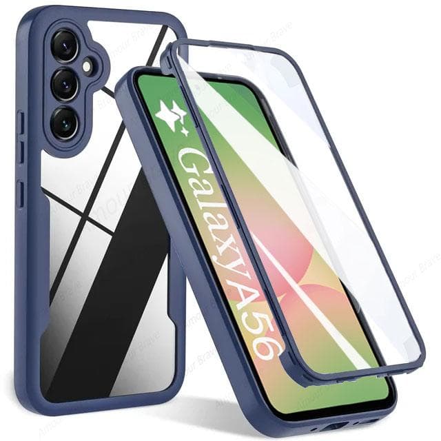 360 Full Cover Scree Protection Case For Samsung A56 A36 A26 A16 A54 A35 A15 A14 A34 A53 A52 A32 A33 A25 A55 5G Shockproof Cases Samsung A33 5G blue